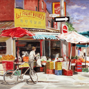 Painting of a fruit storefront in Kensington Market Toronto by Jenny Gordon