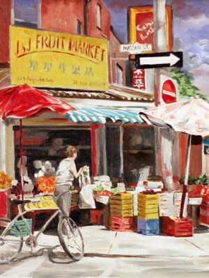 Painting of a fruit storefront in Kensington Market Toronto by Jenny Gordon