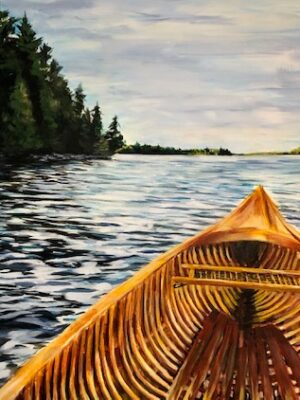 Painting of paddling with the loons by Jenny Gordon