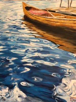 Painting of a Portrait of the Old Cedar Strip Canoe by Jenny Gordon